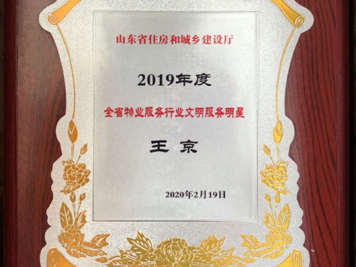 2019年度全省物業(yè)服務行業(yè)文明服務明星