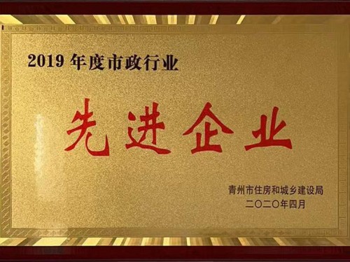 2019年度市政行業(yè)先 進企業(yè)